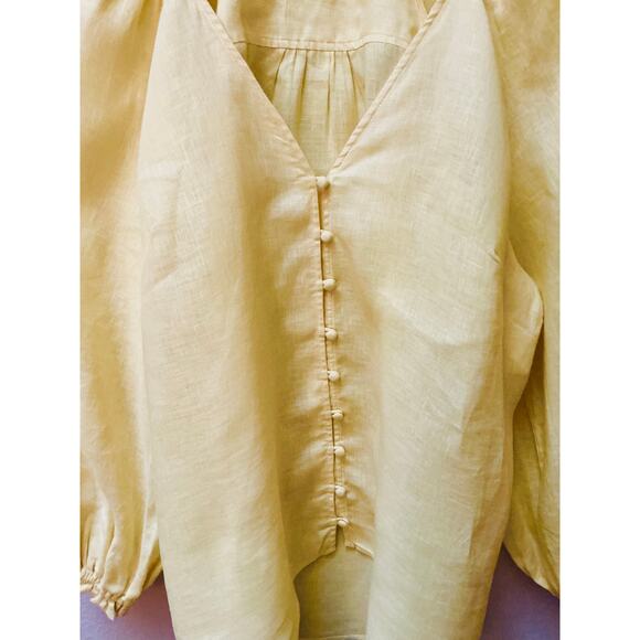 Maeve by Anthropologie Audi Linen Ruffle  Loose Fit Blouse Size Large - Picture 6 of 9